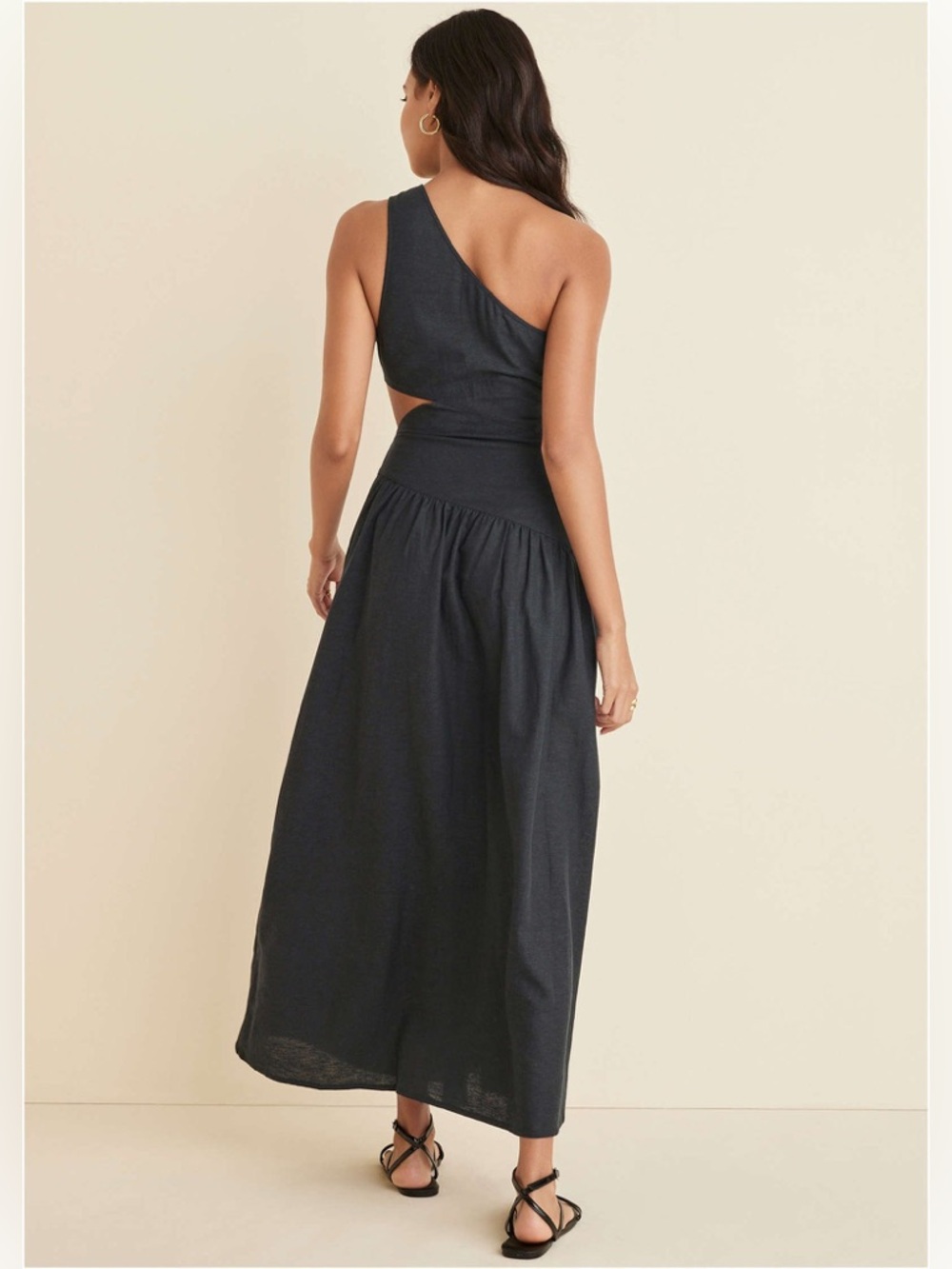 VENUS Black Linen Cutout Maxi Dress - Jet Black several sizes NWOT - Picture 2 of 16